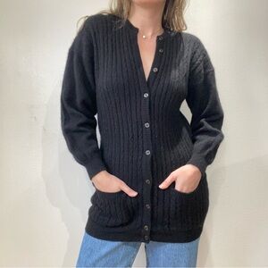 Vintage Lambswool/Angora Black Cardigan